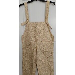 Yellow Romper Overalls Women's S Floral Cottage Chintz Hippie Farm Boho NWOT